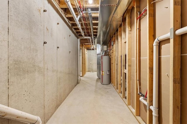 unfinished basement with water heater