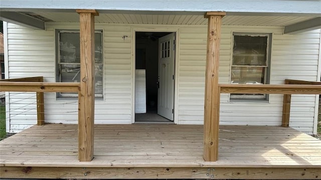 deck with a porch