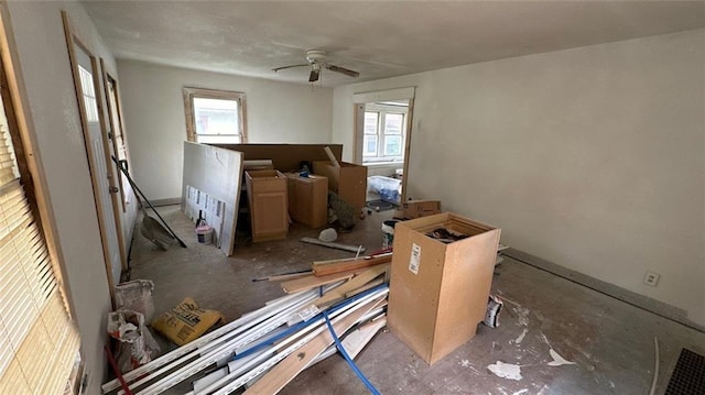 miscellaneous room featuring ceiling fan