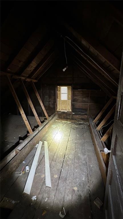 view of unfinished attic