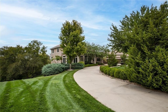 view of property's community featuring a yard