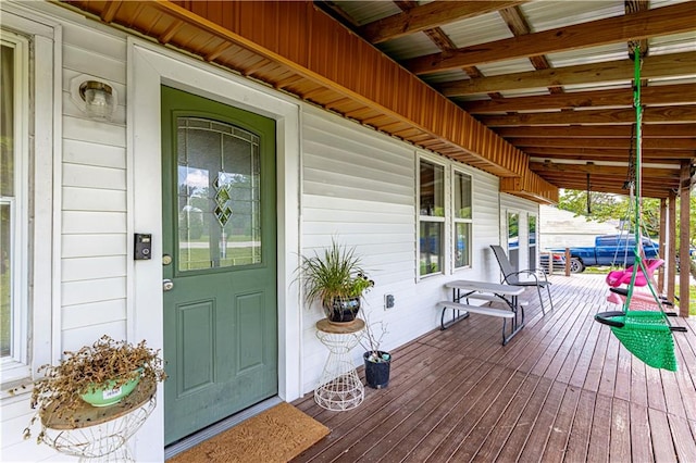 deck with covered porch