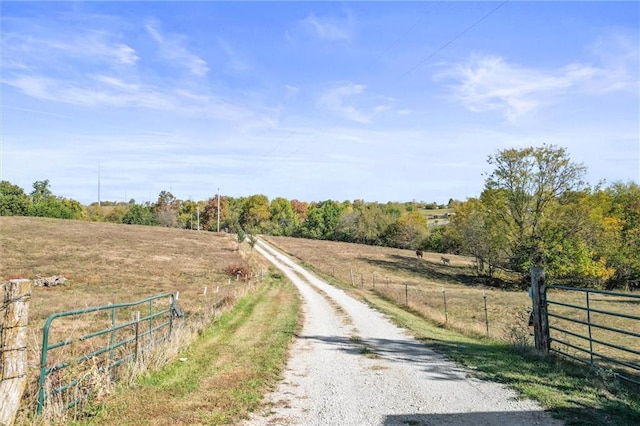 view of road with a rural view