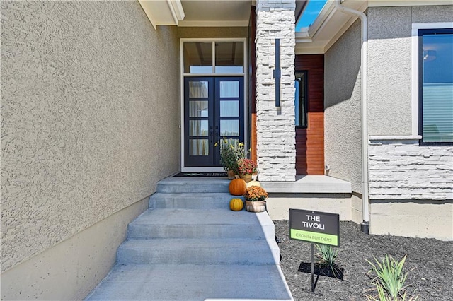 25110 W 98th Pl, Lenexa, KS 66227 - doorway to property with stucco siding and french doors