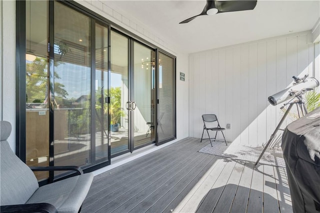 deck featuring ceiling fan