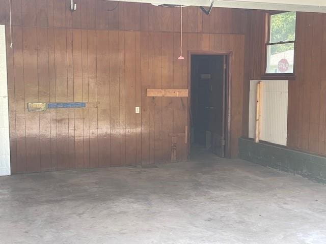 garage with wooden walls