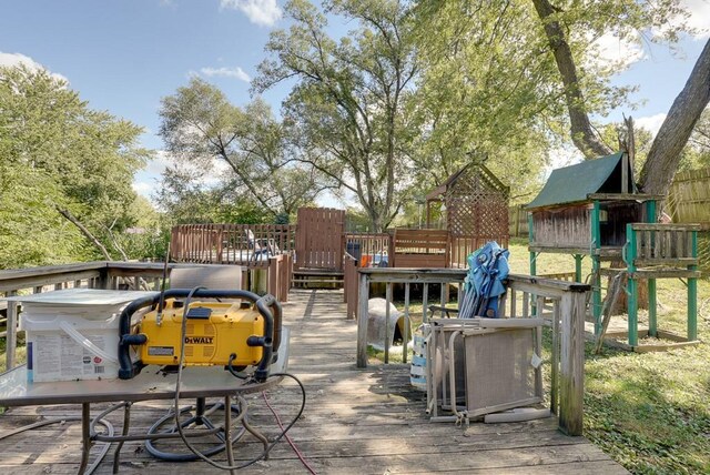 deck with a playground