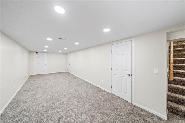 basement with carpet