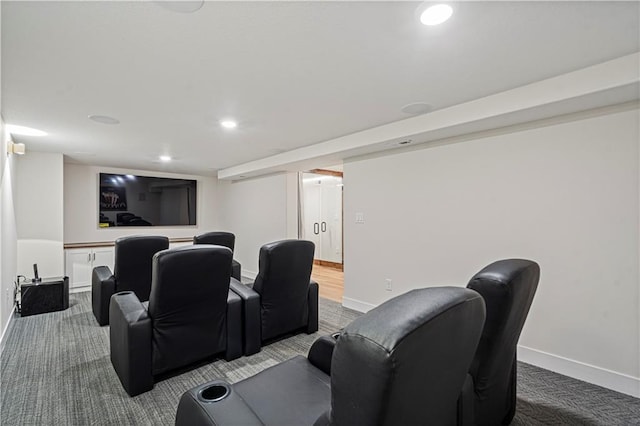 view of carpeted cinema room