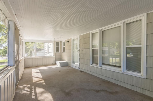 view of unfurnished sunroom