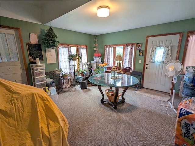 view of carpeted entrance foyer