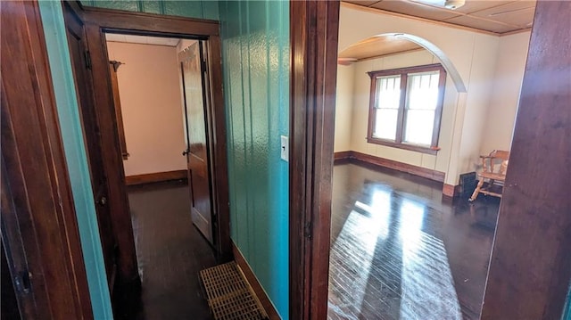 hall featuring dark hardwood / wood-style flooring