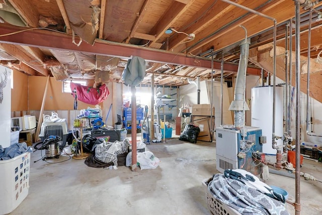 basement with water heater