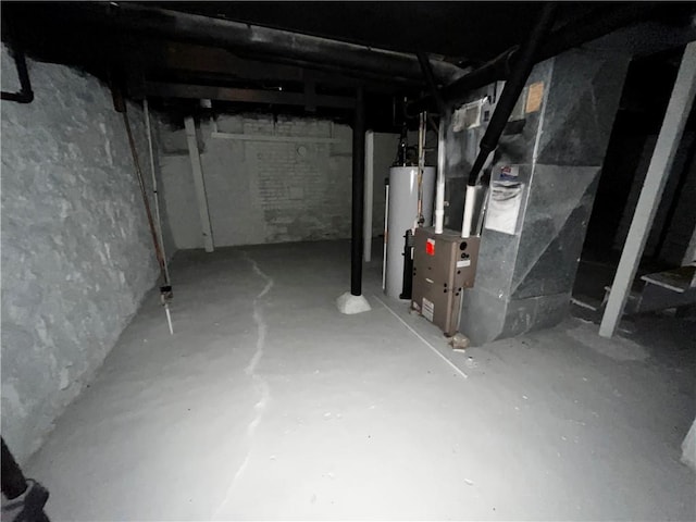 basement featuring water heater