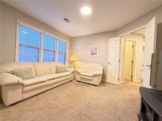 living room with light carpet