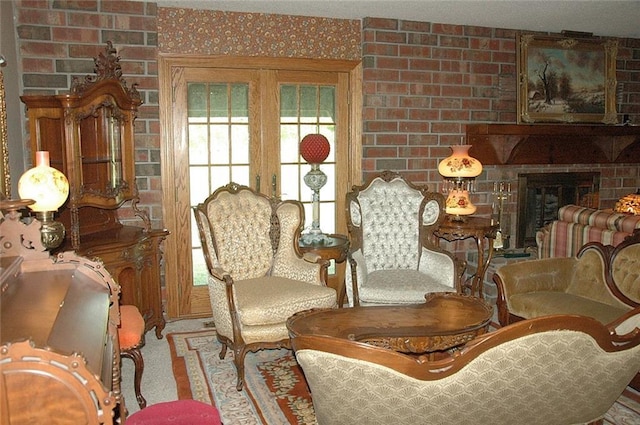 living area with french doors