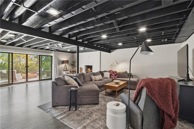 living room with wood-type flooring