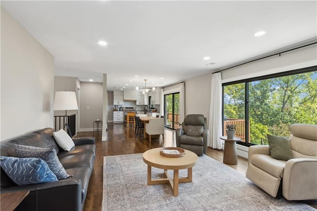 living room with hardwood / wood-style flooring