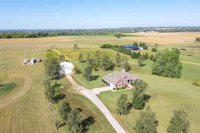 drone / aerial view with a rural view