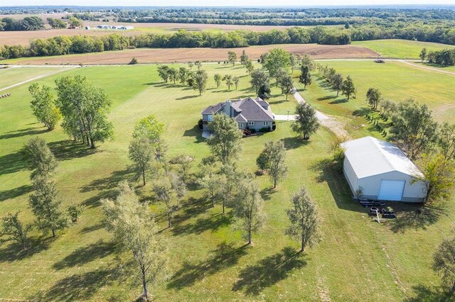 aerial view featuring a rural view