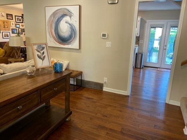 interior space featuring dark hardwood / wood-style flooring