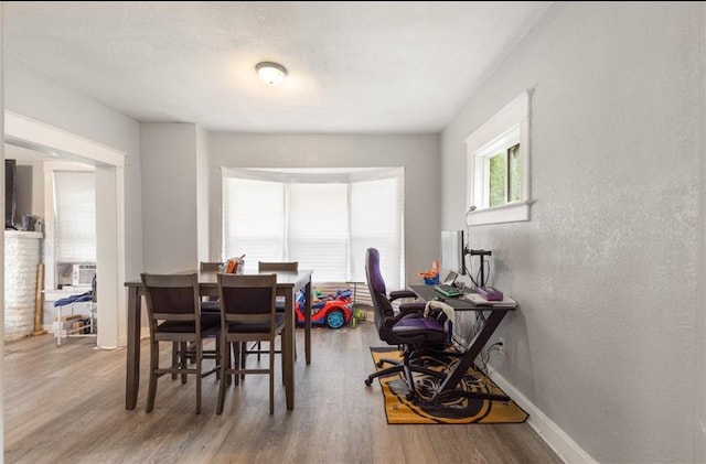 dining space featuring hardwood / wood-style flooring