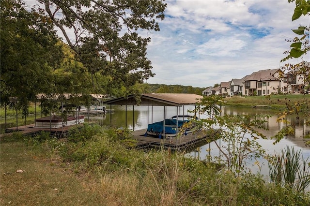 view of dock featuring a water view