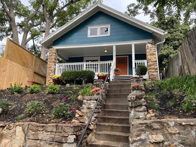 view of front of home featuring covered porch