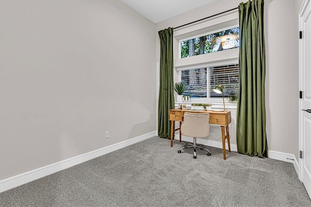 view of carpeted home office