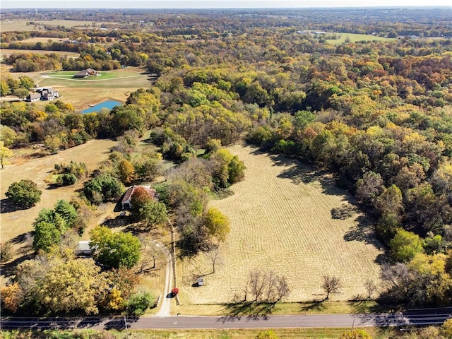 drone / aerial view with a rural view and a water view