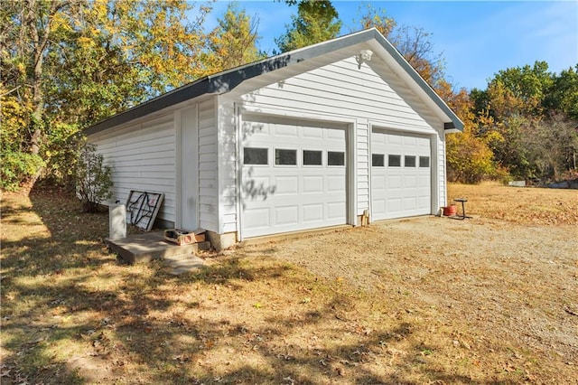 view of detached garage