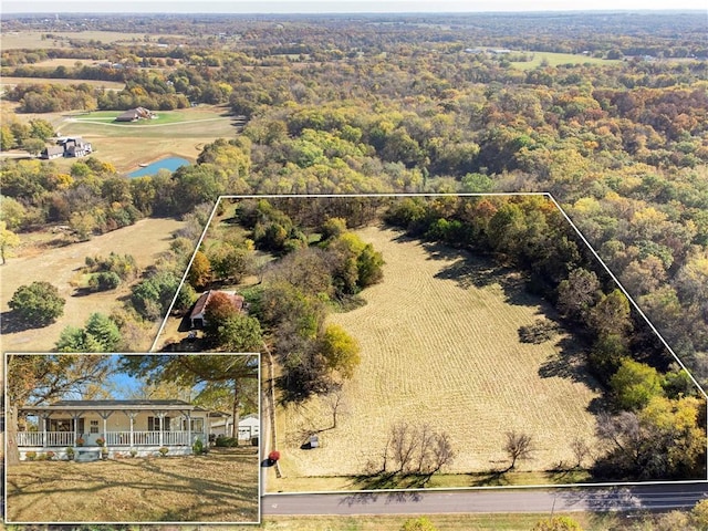 14801 Hamilton Rd, Greenwood, MO 64034 - aerial view of property's location featuring property parcel outlined and a large body of water