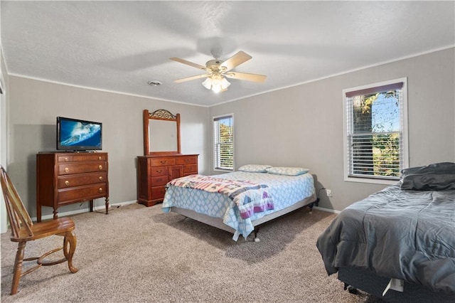 14801 Hamilton Rd, Greenwood, MO 64034 - carpeted bedroom featuring crown molding and a ceiling fan