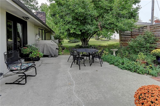 view of patio / terrace featuring a grill