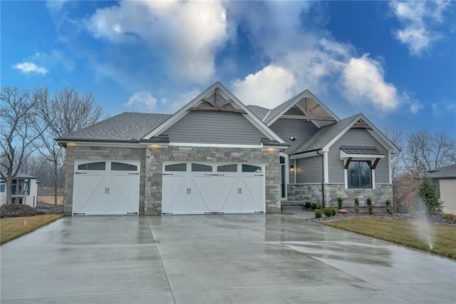 craftsman inspired home with a garage