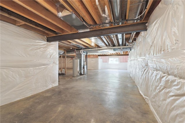 basement with water heater