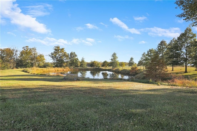 view of yard with a water view