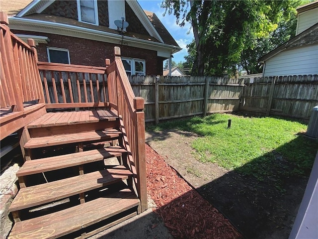 view of yard with a deck