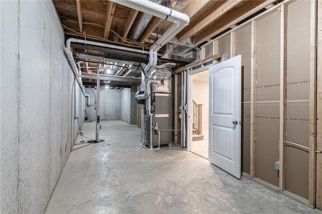 basement with heating unit