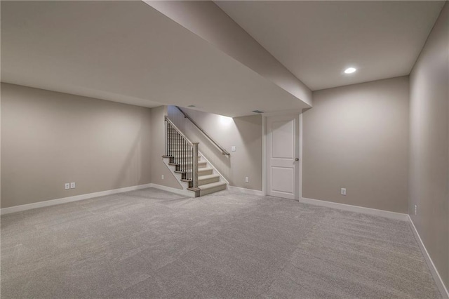 basement featuring carpet