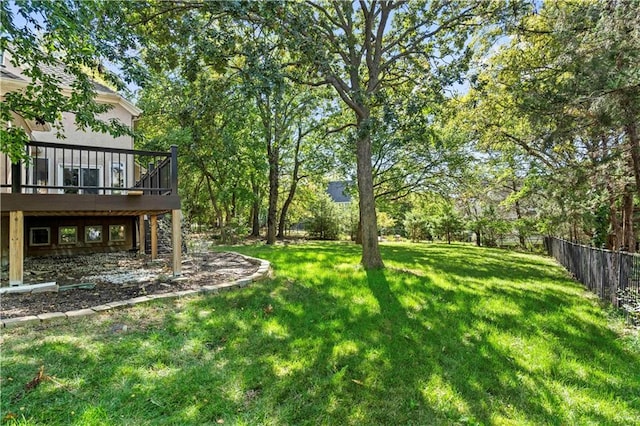 view of yard featuring a deck