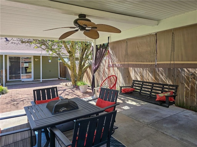 view of patio / terrace featuring ceiling fan