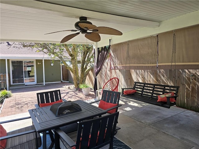 view of patio / terrace featuring ceiling fan