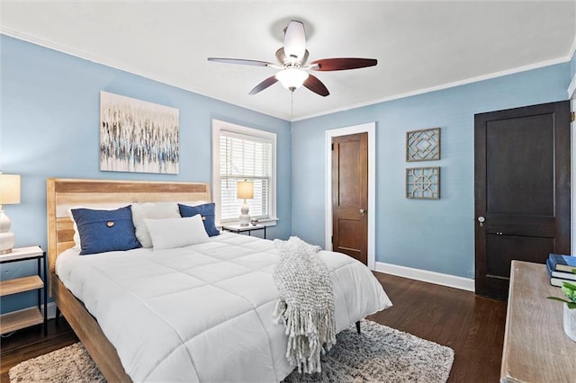 507 E 75th St, Kansas City, MO 64131 - bedroom with crown molding, a ceiling fan, wood finished floors, and baseboards