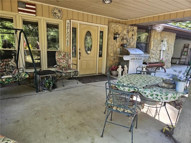 view of patio with area for grilling