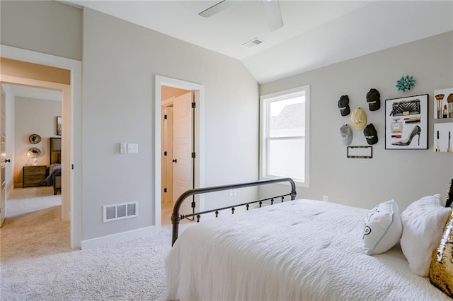 2202 W 178th Ter, Overland Park, KS 66085 - bedroom with carpet floors, vaulted ceiling, baseboards, and ceiling fan