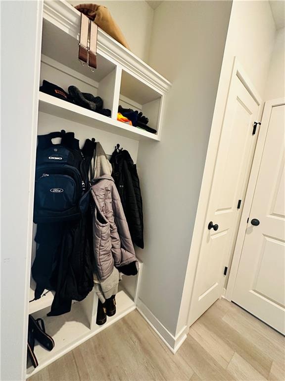 mudroom featuring light wood-type flooring