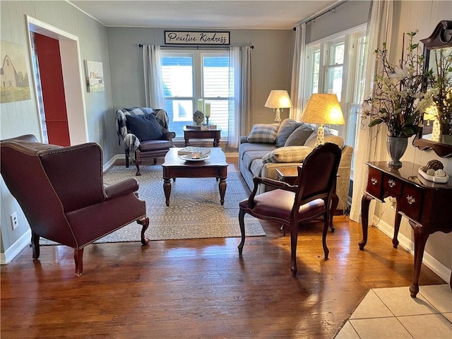 living room with hardwood / wood-style floors