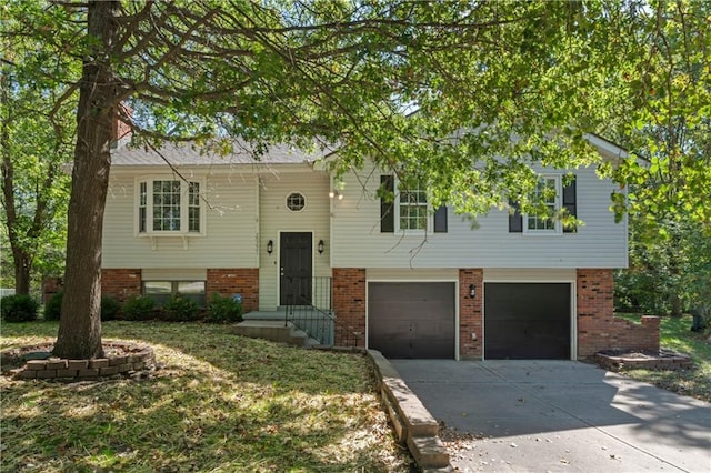 split foyer home featuring a garage