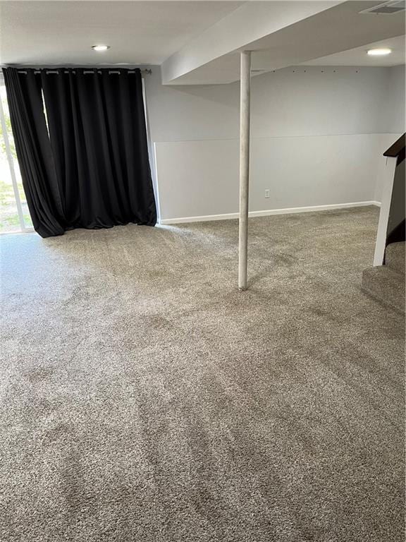 basement with carpet